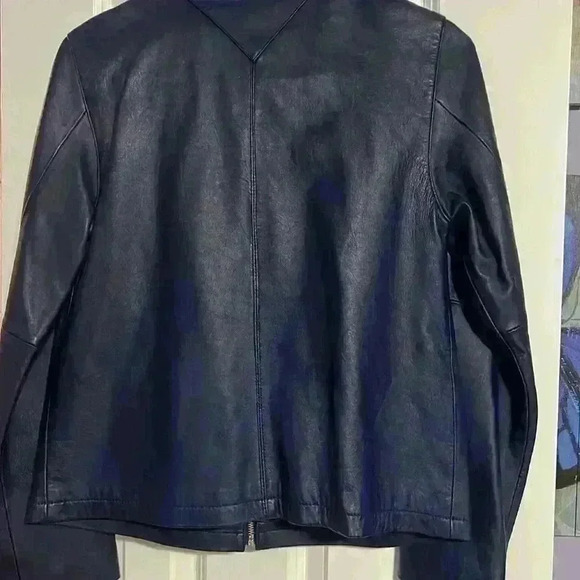 Chico’s genuine leather jacket coat blue leather soft size 0 small/medium - Picture 6 of 11